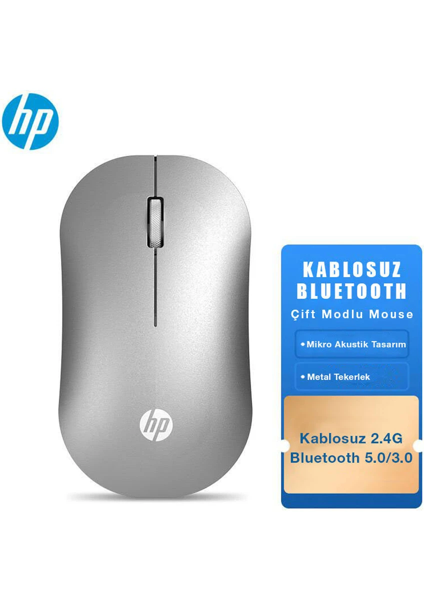 Hp DM10  2,4 ghz Wireless Bluetooth Kablosuz Optik Sessiz Mouse Silver Gümüş 